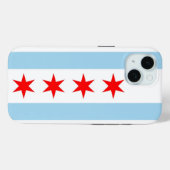 Coques Case-Mate iPhone Apple iPhone 15 Coque-Mate avec drapeau de Chicago (Verso (horizontal))