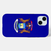 Coques Case-Mate iPhone Apple iPhone 15 Coque-Mate avec drapeau du Michiga (Verso (horizontal))