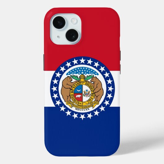 Coques Case-Mate iPhone Apple iPhone 15 Coque-Mate avec drapeau Missouri (Verso)