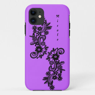 Coque iPhone 11 Appliqué en dentelle noire pour iPhone 5/5S, Tough