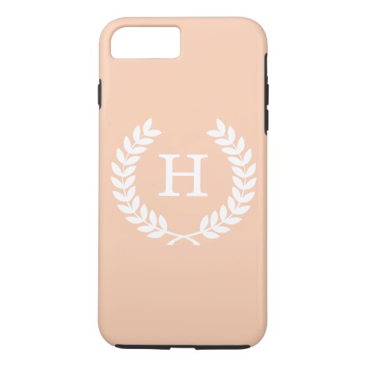 Coques Case-Mate iPhone Apricot Blé Blanc Laurel Wreath Monogramme initial (Dos)