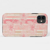 Coques Case-Mate iPhone Apricot motif à rayures florales rose (Dos (Horizontal))