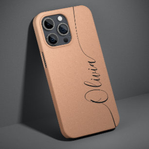 Coque Pour iPhone 14 Apricot Noir Élégant Calligraphie Nom du script