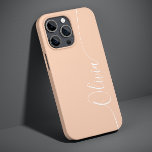 Coque Pour iPhone 14 Apricot White Elegant Calligraphie Nom du script<br><div class="desc">Apricot White Elegant Calligraphy Script Personnalisé Nom iPhone 14 Smart Phone Boîtes dispose d'un design moderne et tendance simple et élégant avec votre nom personnalisé dans élégante calligraphie manuscrite typographie de script sur un arrière - plan abricot. Conçu par ©Evco Studio www.zazzle.com/store/evcostudio</div>