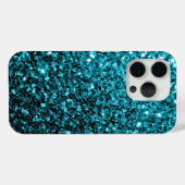 Coques Case-Mate iPhone Aqua bleu imitation parties scintillant scintille (Verso (horizontal))
