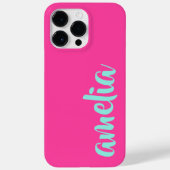 Coques Case-Mate iPhone Aqua bleu nom personnalisé script bold rose chaud (Verso)