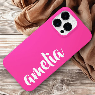 Coque Pour Pour iPhone 14 Pro Max Aqua bleu nom personnalisé script bold rose chaud