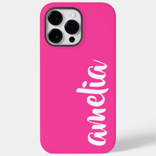Coques Case-Mate iPhone Aqua bleu nom personnalisé script bold rose chaud (Verso)