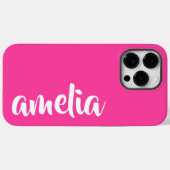 Coques Case-Mate iPhone Aqua bleu nom personnalisé script bold rose chaud (Verso (horizontal))