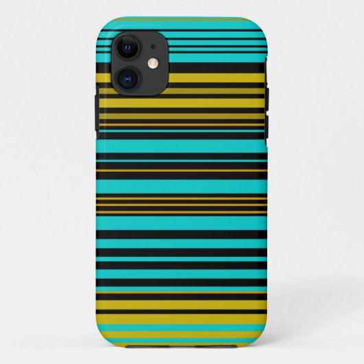 Coques Case-Mate iPhone Aqua bleu or et rayures noires (Dos)