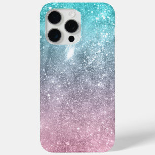 Coque iPhone 15 Pro Max Aqua bleu Rose ombre mer galaxie abstrait Monogram