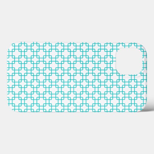 Coques Case-Mate iPhone Aqua Blue and White Funky Retro Style Motif (Verso (horizontal))