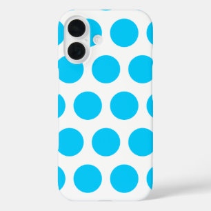 Coques iPhone 16 Aqua Blue Big Dots