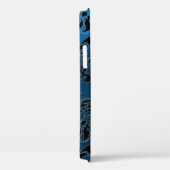 COQUES Case-Mate iPhone AQUA BLUE BLACK DAMASK MONOGRAMME EN PIERRE (Verso / Droite)