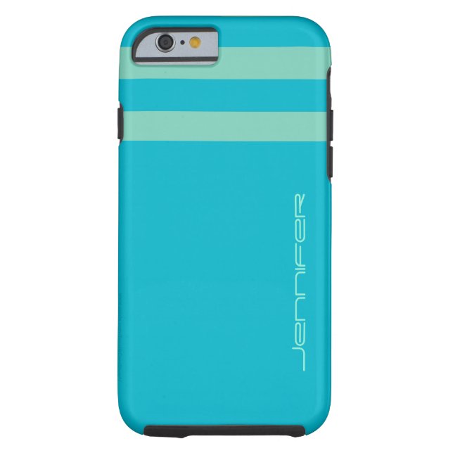 Coques Case-Mate iPhone Aqua Blue et Green Stripe Solide Nom du combo (Dos)
