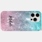 Coques Case-Mate iPhone Aqua blue Pink ombre mer galaxie abstraite Monogra (Verso (horizontal))