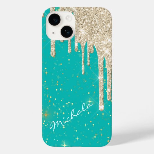 Coques Case-Mate iPhone Aqua Blue Star Sparkle Silver Parties scintillant (Verso)