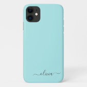 Coques Case-Mate iPhone Aqua Blue Turquoise Girl Script Monogramme Nom Mod (Dos)