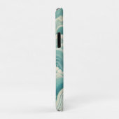 Coques Case-Mate iPhone Aqua Blue & White Wave Abstraite - Art moderne Flu (Dos/Droite)