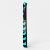 Coques Case-Mate iPhone Aqua clair monogramme et chevrons noirs (Dos/Gauche)