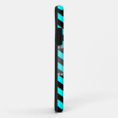 Coques Case-Mate iPhone Aqua clair monogramme et chevrons noirs (Dos/Droite)