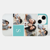 Coques Case-Mate iPhone Aqua Colorblock Photo Collage & Monogramme (Verso (horizontal))