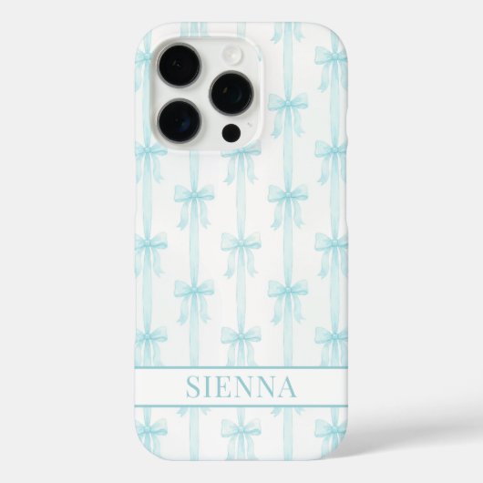 Coques Case-Mate iPhone Aqua Coquette Nœuds Rayé Monogrammé (Verso)
