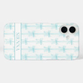 Coques Case-Mate iPhone Aqua Coquette Nœuds Rayé Monogrammé (Verso (horizontal))