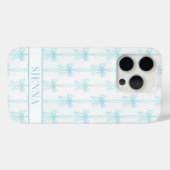 Coques Case-Mate iPhone Aqua Coquette Nœuds Rayures Monogrammées (Verso (horizontal))