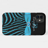 Coques Case-Mate iPhone Aqua de monogramme, caisse noire de l'iPhone 5 de (Dos (Horizontal))