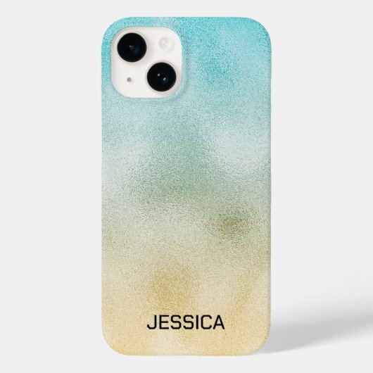 Coques Case-Mate iPhone Aqua et Gold Ombre Foil (Verso)