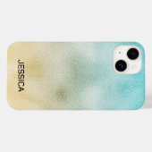 Coques Case-Mate iPhone Aqua et Gold Ombre Foil (Verso (horizontal))
