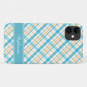 Coques Case-Mate iPhone Aqua et motif jaune de plaid (Dos (Horizontal))