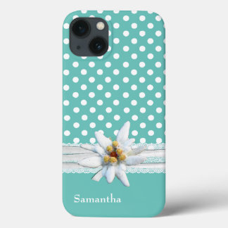 Case-Mate iPhone Case Aqua et Pois blancs et Edelweiss