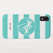Coques Case-Mate iPhone Aqua et White Sripes Palms Logo et nom (Dos (Horizontal))
