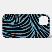 Coques Case-Mate iPhone Aqua Faux Glitter Zebra Print (Verso (horizontal))