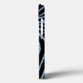 Coques Case-Mate iPhone Aqua Faux Glitter Zebra Print (Verso / Gauche)