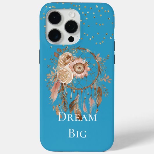 Coques Case-Mate iPhone Aqua Floral Feathers Dream Catcher (Verso)
