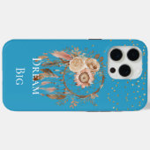 Coques Case-Mate iPhone Aqua Floral Feathers Dream Catcher (Verso (horizontal))