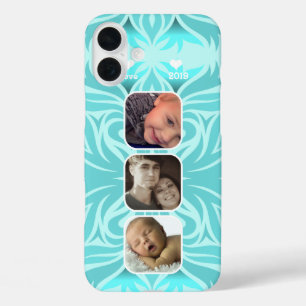 Coques iPhone 16 Plus Aqua Floral iPhone 6 Instagram photo collage