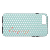 Coques Case-Mate iPhone Aqua Hearts Nom personnalisé (Dos (Horizontal))