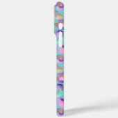 Coques Case-Mate iPhone Aqua Iridescent Imprimé Léopard Monogrammé (Verso / Gauche)