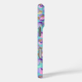 Coques Case-Mate iPhone Aqua Iridescent Leopard Print Monogrammed (Verso / Droite)