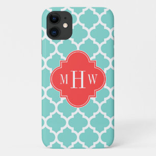 Case-Mate iPhone Case Aqua Marocain #5 Coral Rouge 3 Monogramme initial