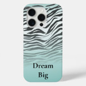 Coques Case-Mate iPhone Aqua Mint Black Zebra Print Ombre (Verso)