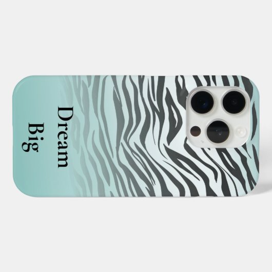 Coques Case-Mate iPhone Aqua Mint Black Zebra Print Ombre (Verso (horizontal))
