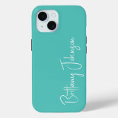 Coques Case-Mate iPhone Aqua monogrammé (Verso)
