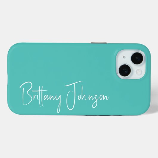 Coques Case-Mate iPhone Aqua monogrammé (Verso (horizontal))