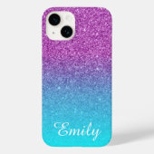 Coques Case-Mate iPhone Aqua Ombre Purple Parties scintillant personnalisé (Verso)