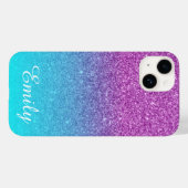 Coques Case-Mate iPhone Aqua Ombre Purple Parties scintillant personnalisé (Verso (horizontal))